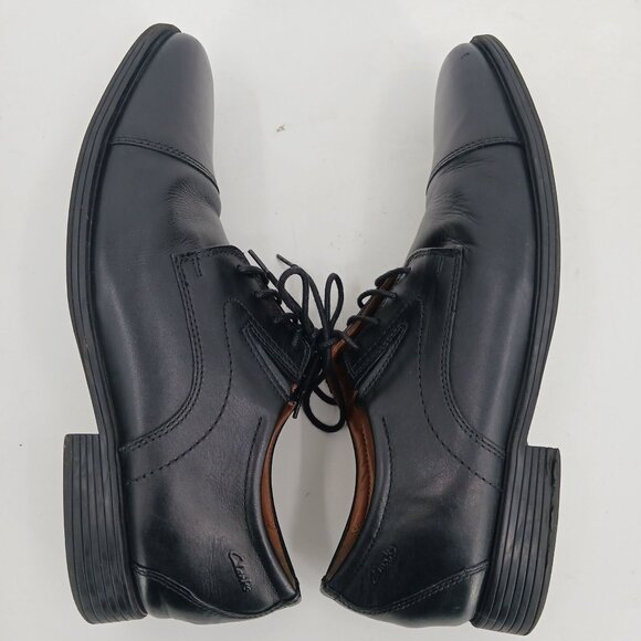 Clarks Whiddon Black Leather Oxford Shoes Size 11.5 Comfort Fit Cap Toe 15770 - Picture 3 of 12